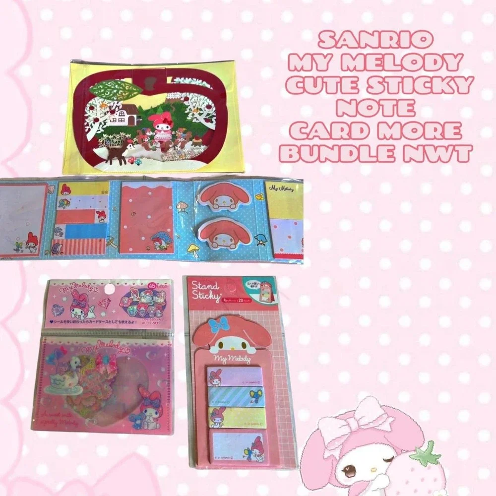 ADORABLE COTTAGE CORE SANRIO MY MELODY CARD NOTEPAD BUNDLE NWT